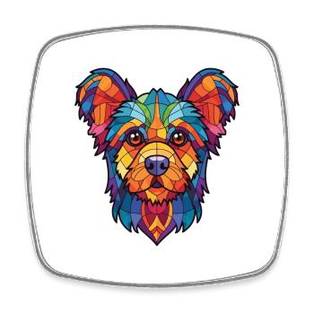 Russian Toy Dog Breed Watercolor Illustration - Square fridge magnet - white - Front