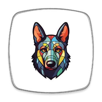 Russo European Laika Dog Breed Colorful Watercolor - Square fridge magnet - white - Front