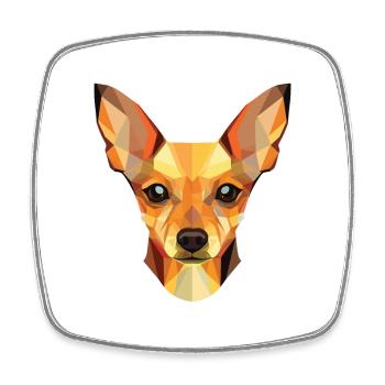 Russe Toy Terrier chien race aquarelle colorée - Magnet carré - blanc - Devant