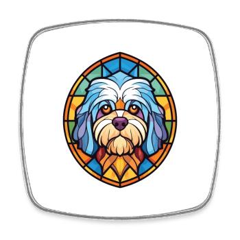 Malteser Hund Rasse Bunte Aquarell Illustration - Viereckiger Kühlschrankmagnet - Weiß - Vorne