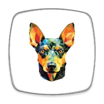 Manchester Terrier chien race aquarelle colorée - Magnet carré - blanc - Devant