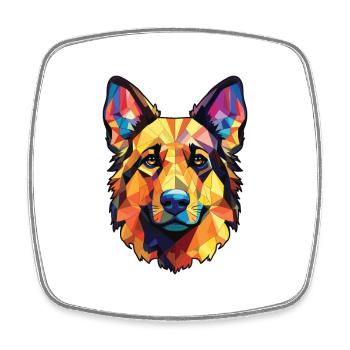 Illustration à l’aquarelle de race de chien de berger de Majorque - Magnet carré - blanc - Devant