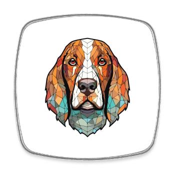 Majestic Tree Hound Dog Breed Colorful Watercolor - Square fridge magnet - white - Front