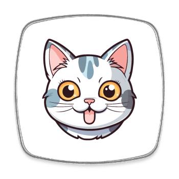 American Shorthair Cat Cartoon Watercolor Clipart - Square fridge magnet - white - Front