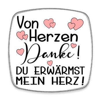 DU ERWÄRMST MEIN HERZ - DANKE - Viereckiger Kühlschrankmagnet - Weiß - Vorne