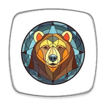 Bear Colorful Watercolor Animal Pet Illustration - Square fridge magnet - white - Front