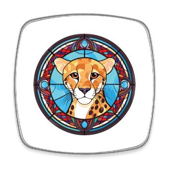 Cheetah Colorful Watercolor Animal Illustration - Square fridge magnet - white - Front