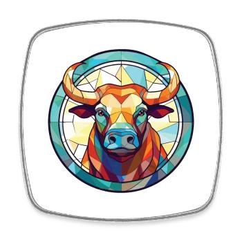 Bull Colorful Watercolor Animal Pet Illustration - Square fridge magnet - white - Front