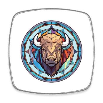 Bison Colorful Watercolor Animal Pet Illustration - Square fridge magnet - white - Front