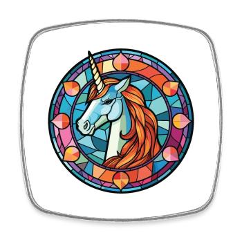 Unicorn Colorful Watercolor Animal Illustration - Square fridge magnet - white - Front