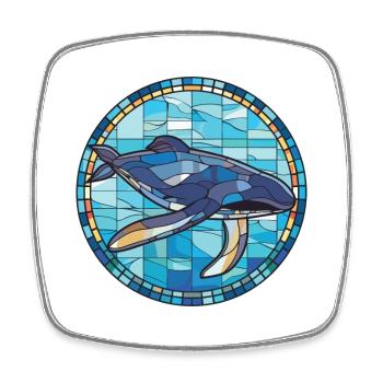 Blue Whale Colorful Watercolor Animal Illustration - Square fridge magnet - white - Front