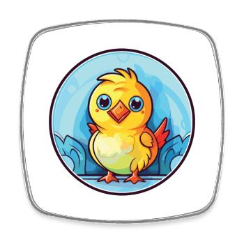 Chick Colorful Watercolor Animal Pet Illustration - Square fridge magnet - white - Front