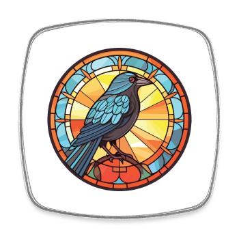 Crow Colorful Watercolor Animal Pet Illustration - Square fridge magnet - white - Front