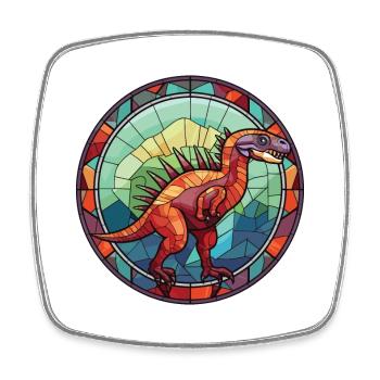 Bunte Aquarell-Tierillustration des Dinosauriers - Viereckiger Kühlschrankmagnet - Weiß - Vorne