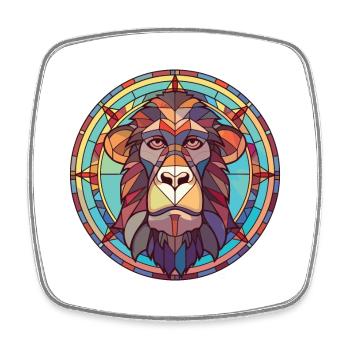 Pavian buntes Aquarell Tier Haustier Illustration - Viereckiger Kühlschrankmagnet - Weiß - Vorne