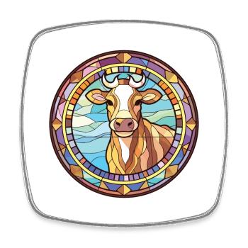 Vache Aquarelle Colorée Animal Illustration D’animaux De Compagnie - Magnet carré - blanc - Devant