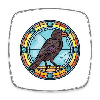 Crow Colorful Watercolor Animal Pet Illustration - Square fridge magnet - white - Front