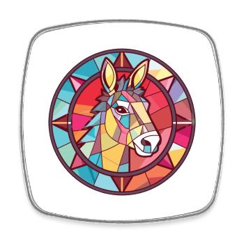 Donkey Colorful Watercolor Animal Pet Illustration - Square fridge magnet - white - Front