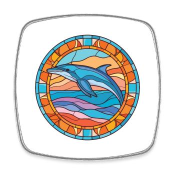 Dolphin Colorful Watercolor Animal Illustration - Square fridge magnet - white - Front