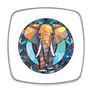Illustration animale aquarelle colorée d’éléphant - Magnet carré - blanc - Devant