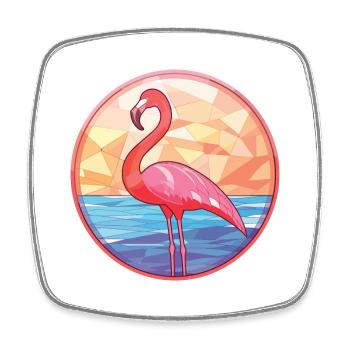 Flamingo Buntes Aquarell Tier Illustration - Viereckiger Kühlschrankmagnet - Weiß - Vorne