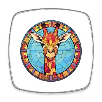 Giraffe Colorful Watercolor Animal Illustration - Square fridge magnet - white - Front