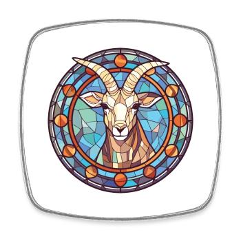Goat Colorful Watercolor Animal Pet Illustration - Square fridge magnet - white - Front