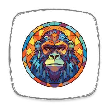 Gorille coloré aquarelle Animal Illustration - Magnet carré - blanc - Devant