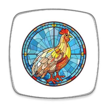 Henne buntes Aquarell Tier Haustier Illustration - Viereckiger Kühlschrankmagnet - Weiß - Vorne