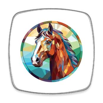 Pferd buntes Aquarell Tier Haustier Illustration - Viereckiger Kühlschrankmagnet - Weiß - Vorne