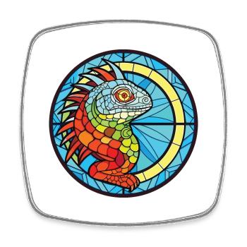 Iguana Colorful Watercolor Animal Pet Illustration - Square fridge magnet - white - Front