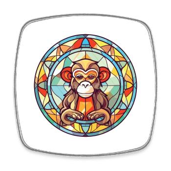 Affe buntes Aquarell Tier Haustier Illustration - Viereckiger Kühlschrankmagnet - Weiß - Vorne