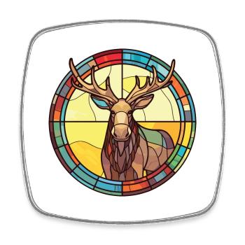 Elch buntes Aquarell Tier Haustier Illustration - Viereckiger Kühlschrankmagnet - Weiß - Vorne