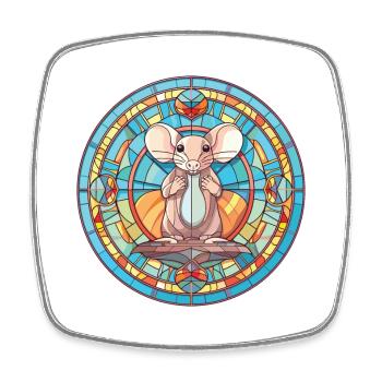 Illustration d’animaux de compagnie aquarelle colorée de souris - Magnet carré - blanc - Devant