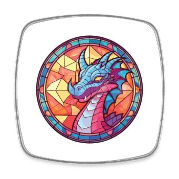 Drache Buntes Aquarell Tier Haustier Illustration - Viereckiger Kühlschrankmagnet - Weiß - Vorne