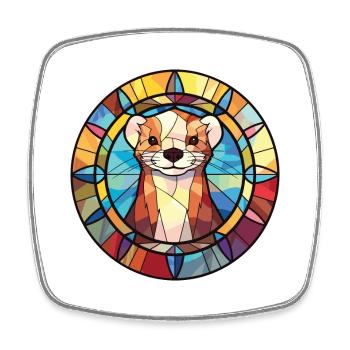 Ferret Colorful Watercolor Animal Pet Illustration - Square fridge magnet - white - Front