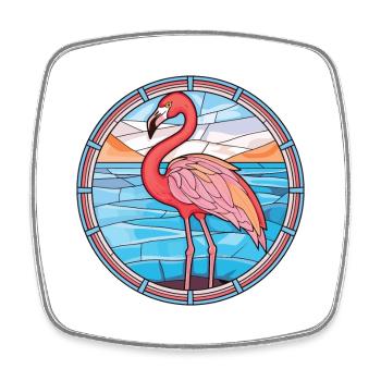 Flamingo Buntes Aquarell Tier Illustration - Viereckiger Kühlschrankmagnet - Weiß - Vorne