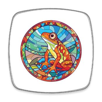 Frog Colorful Watercolor Animal Pet Illustration - Square fridge magnet - white - Front