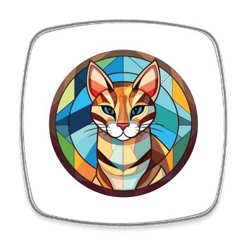 Ocelot Cat Colorful Watercolor Animal Illustration - Square fridge magnet - white - Front