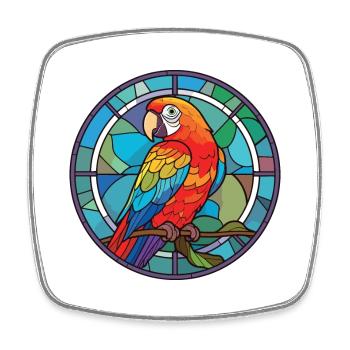 Papagei buntes Aquarell Tier Haustier Illustration - Viereckiger Kühlschrankmagnet - Weiß - Vorne