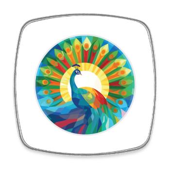 Pfau Buntes Aquarell Tier Illustration - Viereckiger Kühlschrankmagnet - Weiß - Vorne