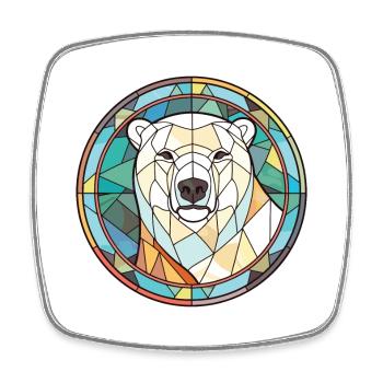 Polar Bear Colorful Watercolor Animal Illustration - Square fridge magnet - white - Front