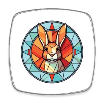 Lapin Coloré Aquarelle Animal Animal De Compagnie Illustration - Magnet carré - blanc - Devant