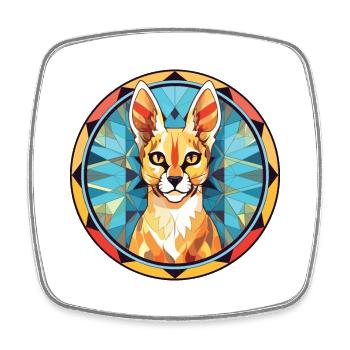 Bunte Aquarell-Tierillustration der Serval-Katze - Viereckiger Kühlschrankmagnet - Weiß - Vorne
