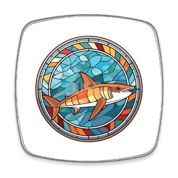 Shark Colorful Watercolor Animal Pet Illustration - Square fridge magnet - white - Front