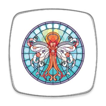 Squid Colorful Watercolor Animal Pet Illustration - Square fridge magnet - white - Front