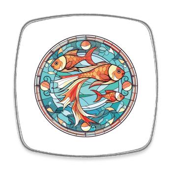 Fish Colorful Watercolor Animal Pet Illustration - Square fridge magnet - white - Front