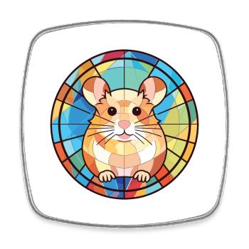 Hamster Colorful Watercolor Animal Illustration - Square fridge magnet - white - Front
