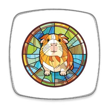 Guinea Pig Colorful Watercolor Animal Illustration - Square fridge magnet - white - Front
