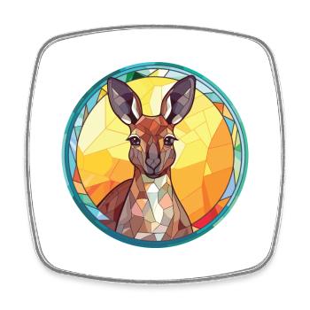 Kangourou coloré aquarelle Animal Illustration - Magnet carré - blanc - Devant